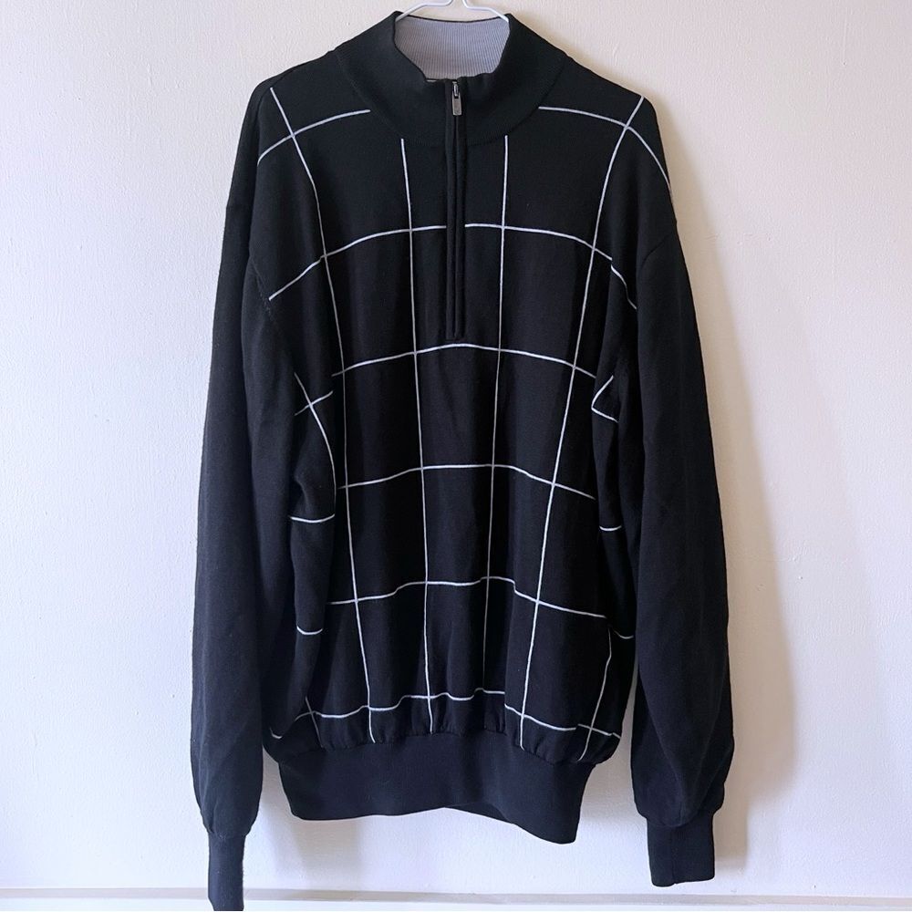Footjoy Wool Quarter Zip Golf Sweater Lined Black  Mens Size XL